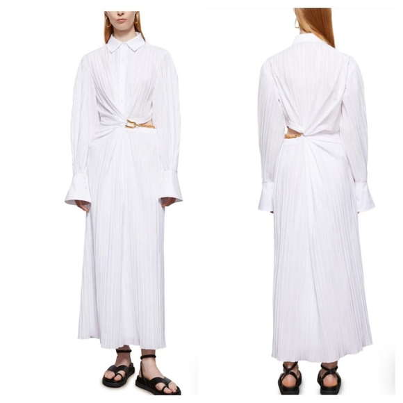 New Jonathan Simkhai Fraya Long Sleeve Cotton Blend Maxi Shirtdress - Picture 3 of 11